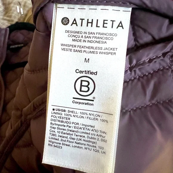 Athleta Whisper Featherless Jacket Size Medium Eggplant Purple - Picture 4 of 4